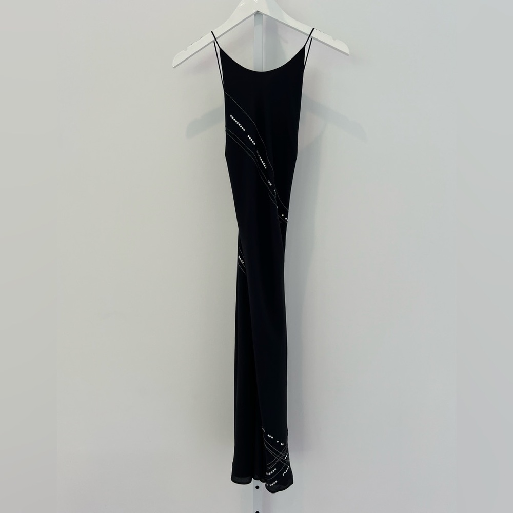 RICHARD TYLER COLLECTION BLACK SILK CRYSTAL EMBELLISHED DRESS SIZE US 4
